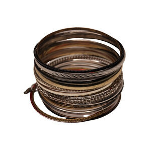 Lot Of 22 Assorted Metal Bangle Bracelets 2.5 Inches Inside Diameter